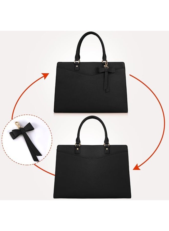 Laptop Bag for Women 15.6 Inch Waterproof PU Leather Tote Bag Business Office Work Bag Briefcase Computer Tote Bag - Image 2